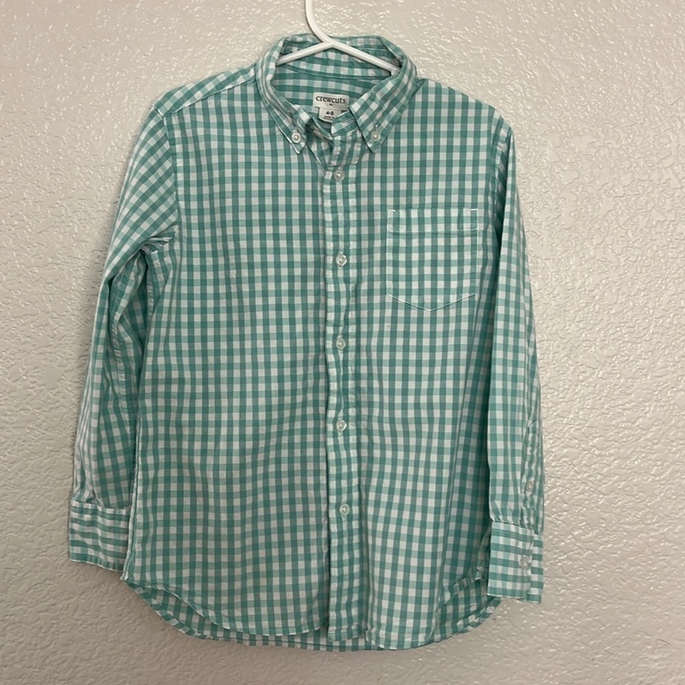 Crewcuts Teal Plaid Button Down Size 4/5